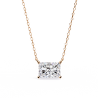Rose Gold Radiant Cut Diamond East-West Solitaire Pendant