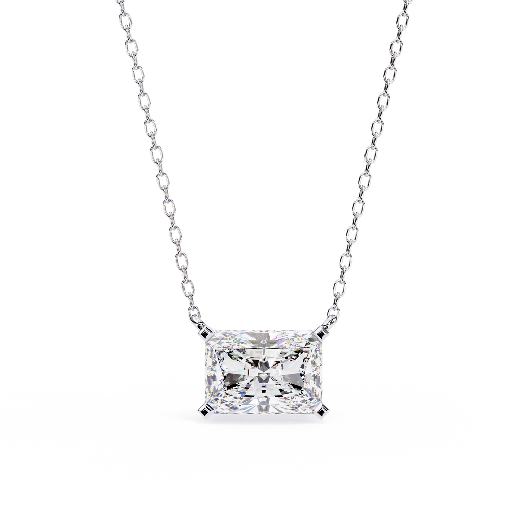 White Gold East-West Radiant Cut Diamond Pendant