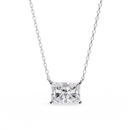White Gold East-West Radiant Cut Diamond Pendant