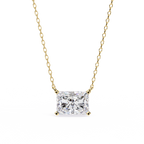 Yellow Gold Radiant Cut Diamond East-West Solitaire Pendant