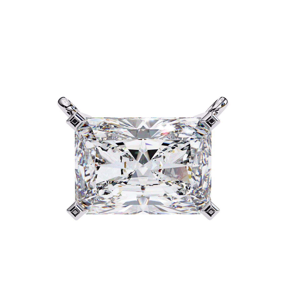 White Gold East-West Radiant Cut Diamond Pendant