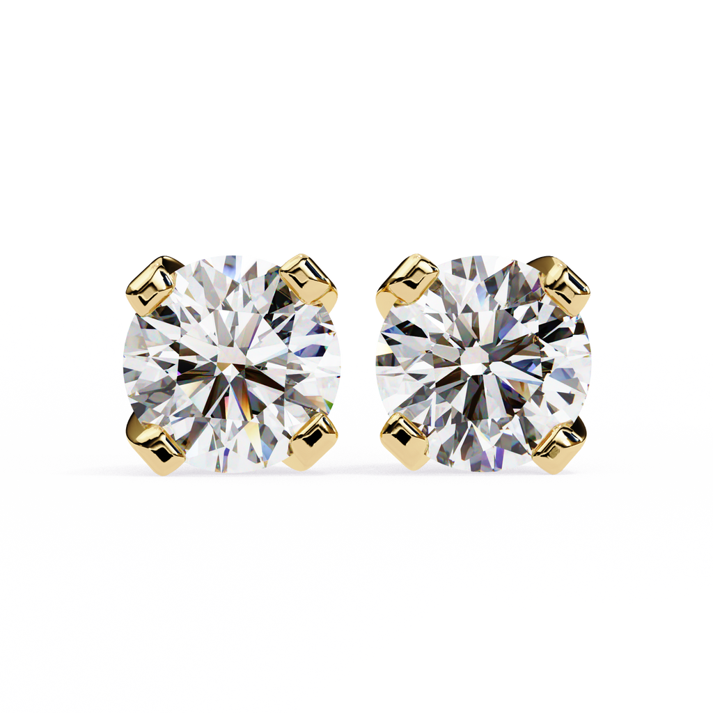 Round Brilliant-Cut Natural Diamond Stud Earrings