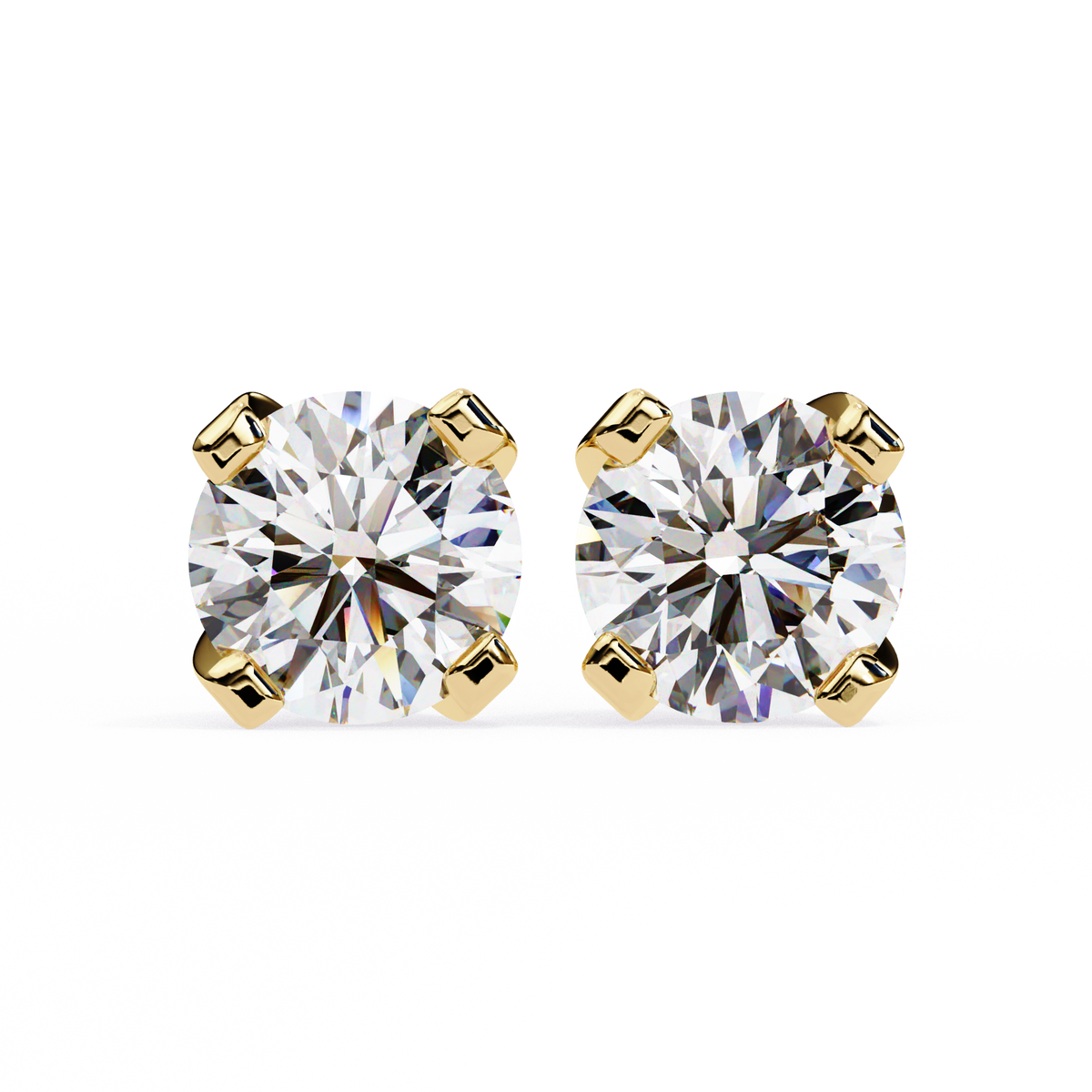 Round Brilliant-Cut Natural Diamond Stud Earrings