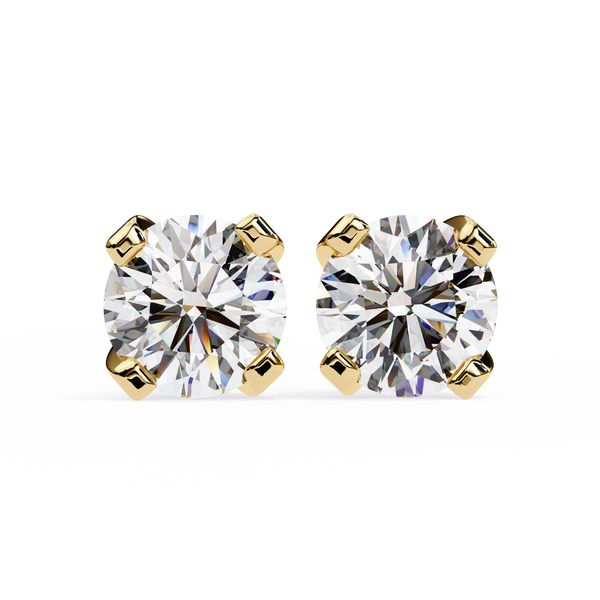 Round Brilliant-Cut Natural Diamond Stud Earrings