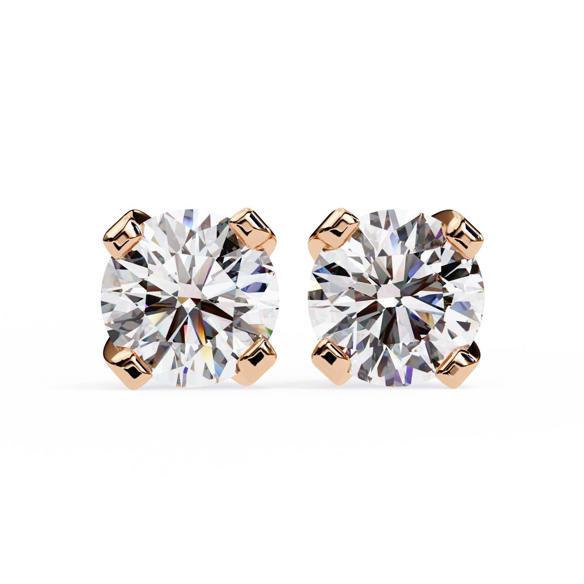 Round Brilliant-Cut Natural Diamond Stud Earrings