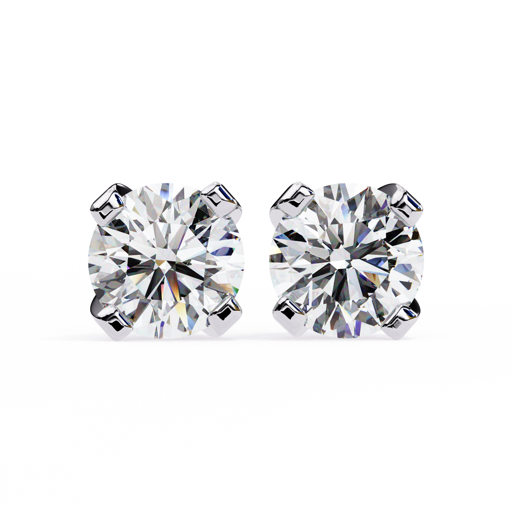 Round Brilliant-Cut Natural Diamond Stud Earrings