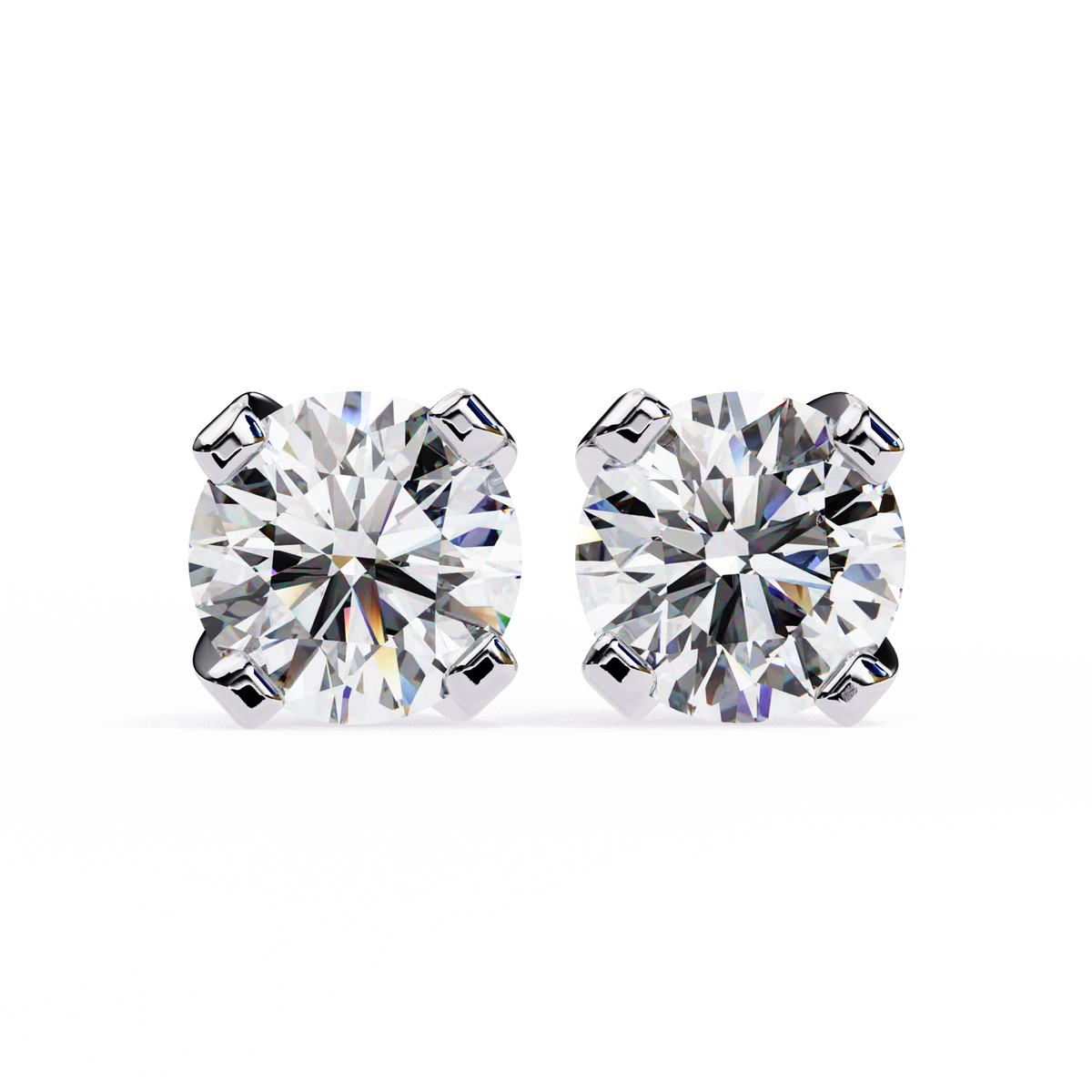 Round Brilliant-Cut Natural Diamond Stud Earrings