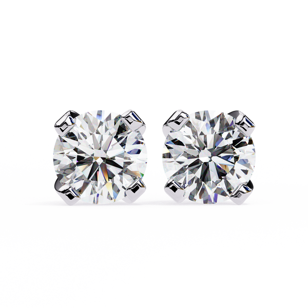 Round Brilliant-Cut Natural Diamond Stud Earrings