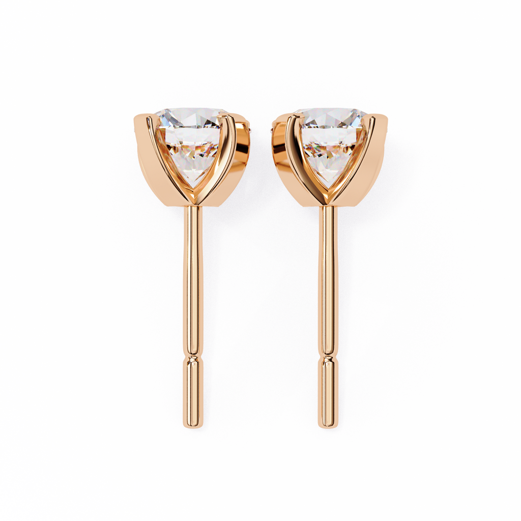 Round Brilliant-Cut Natural Diamond Stud Earrings