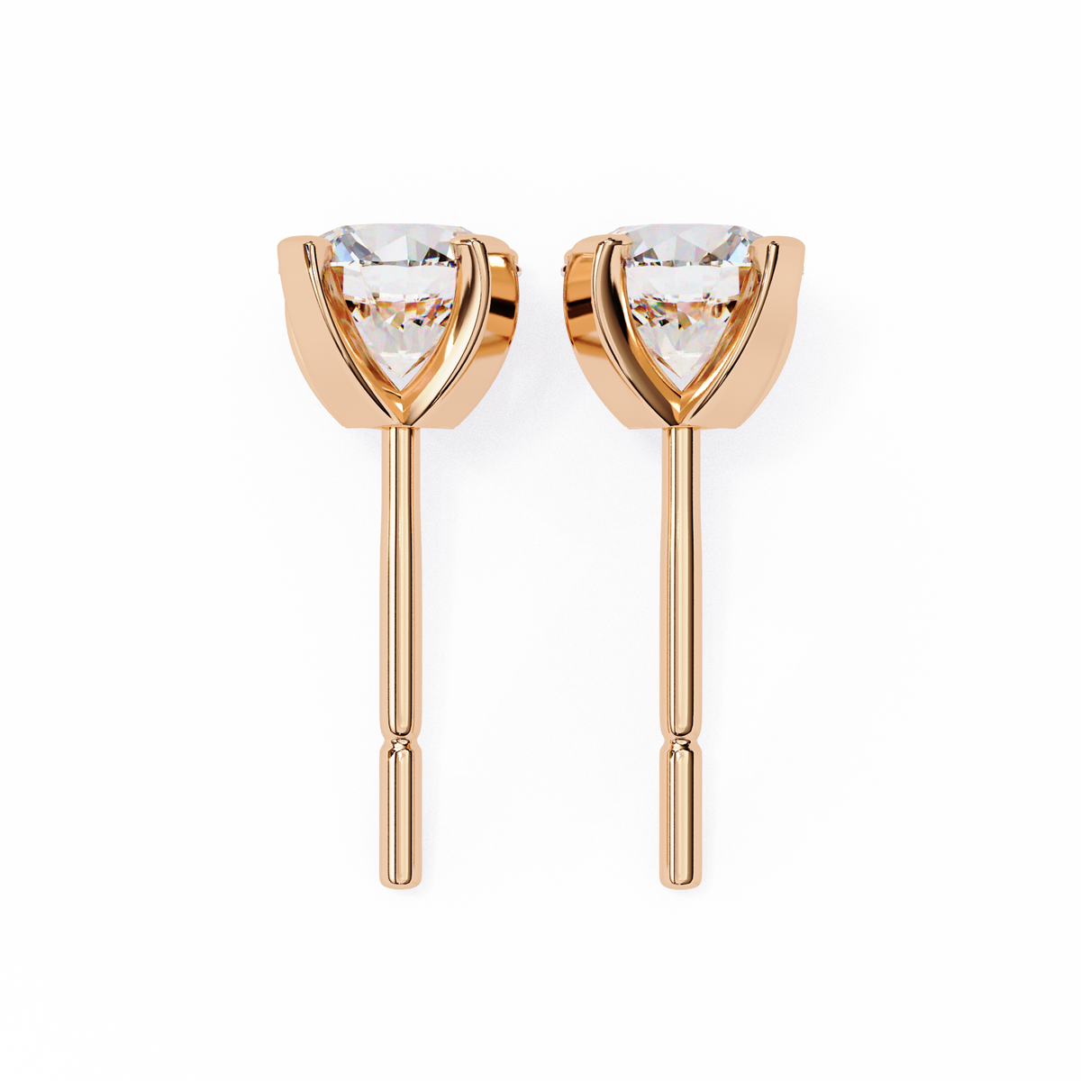 Round Brilliant-Cut Natural Diamond Stud Earrings