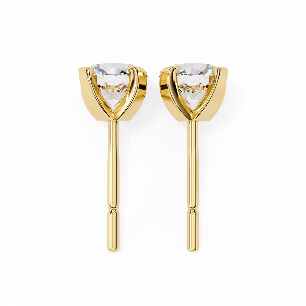 Round Brilliant-Cut Natural Diamond Stud Earrings