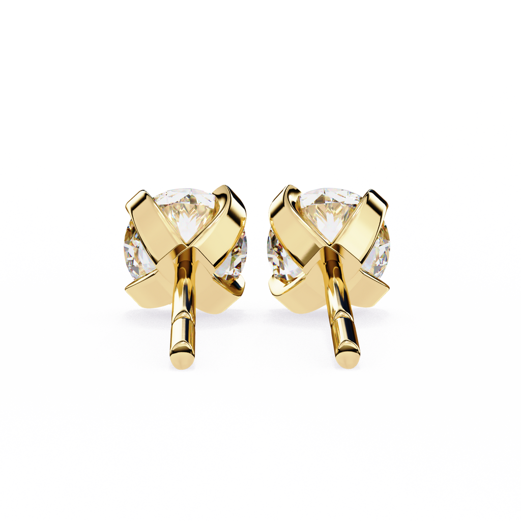 Round Brilliant-Cut Natural Diamond Stud Earrings
