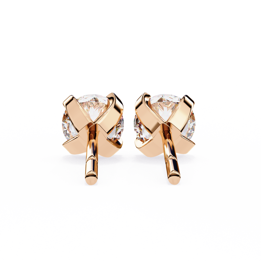 Round Brilliant-Cut Natural Diamond Stud Earrings