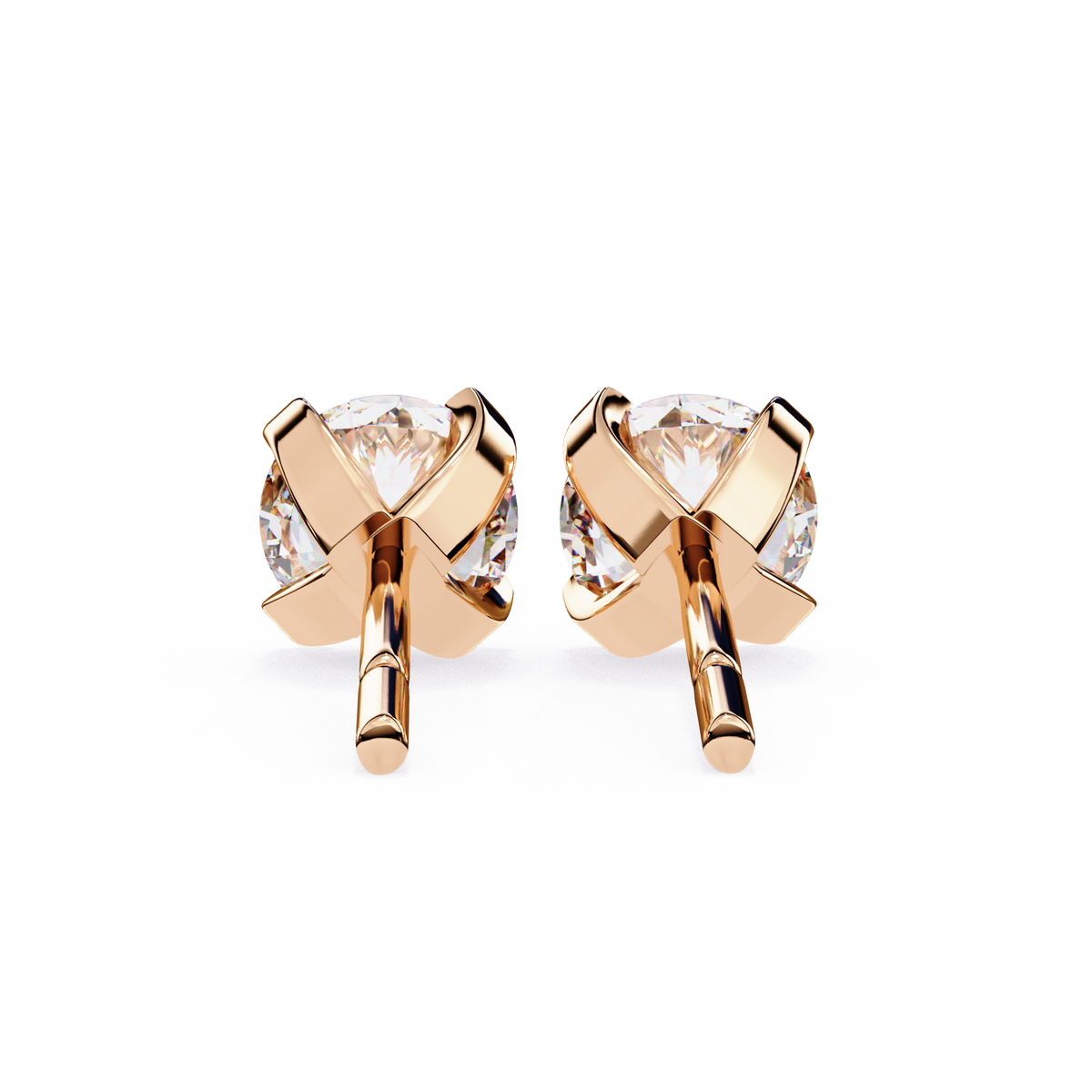 Round Brilliant-Cut Natural Diamond Stud Earrings