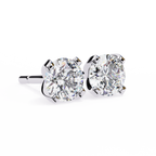 White Gold Four-Prong Round Solitaire Diamond Stud Earrings