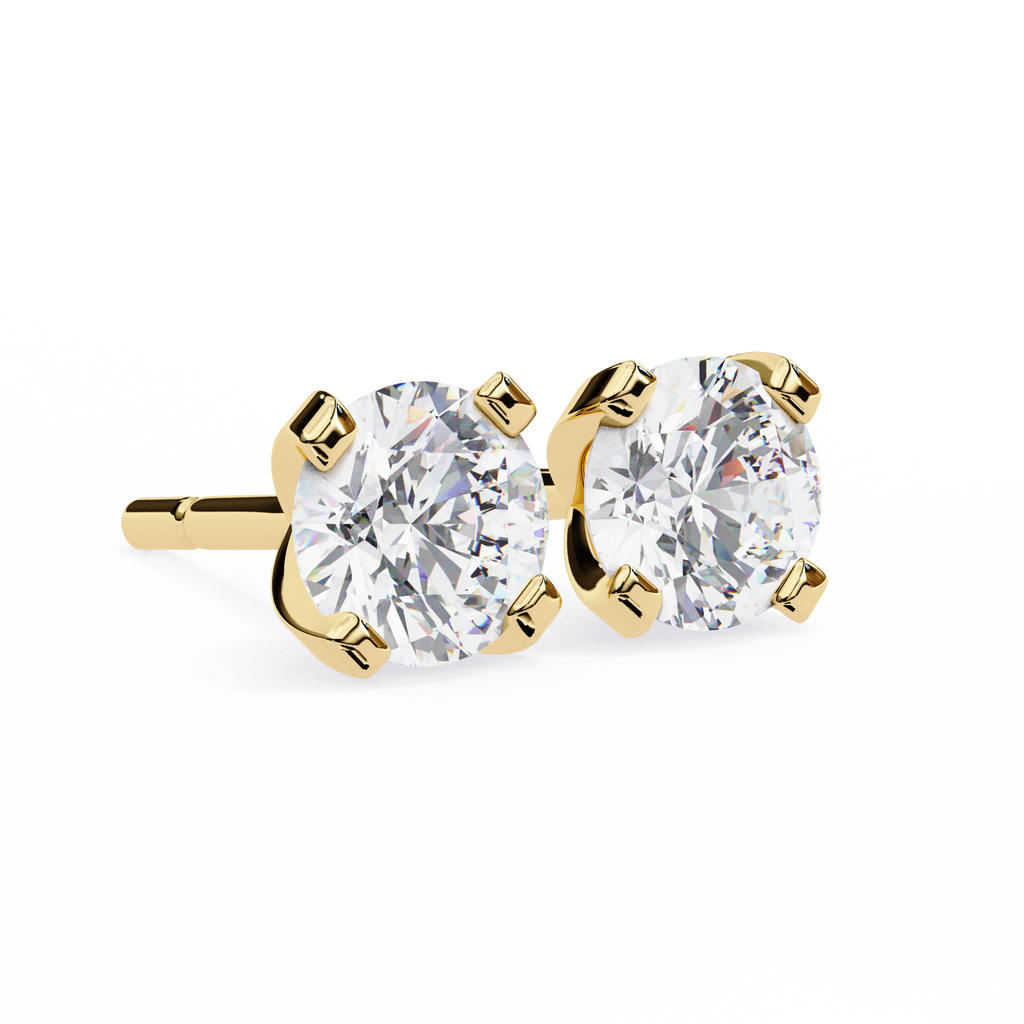 Round Brilliant-Cut Natural Diamond Stud Earrings