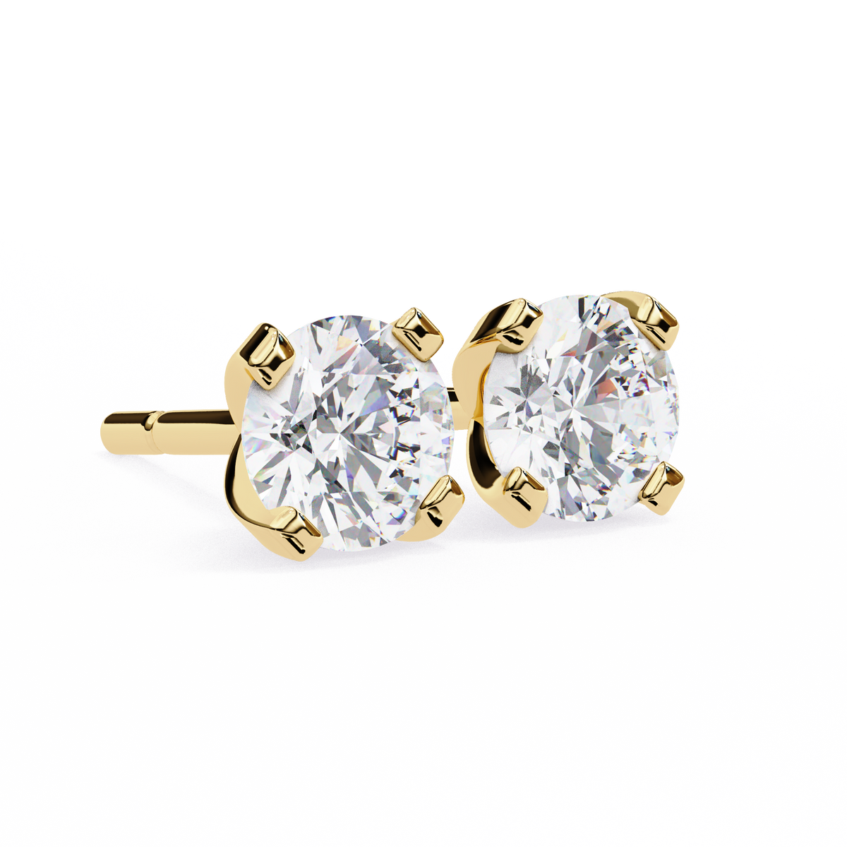 Round Brilliant-Cut Natural Diamond Stud Earrings