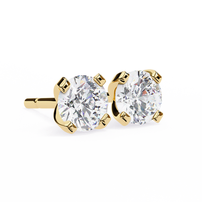 Round Brilliant-Cut Natural Diamond Stud Earrings