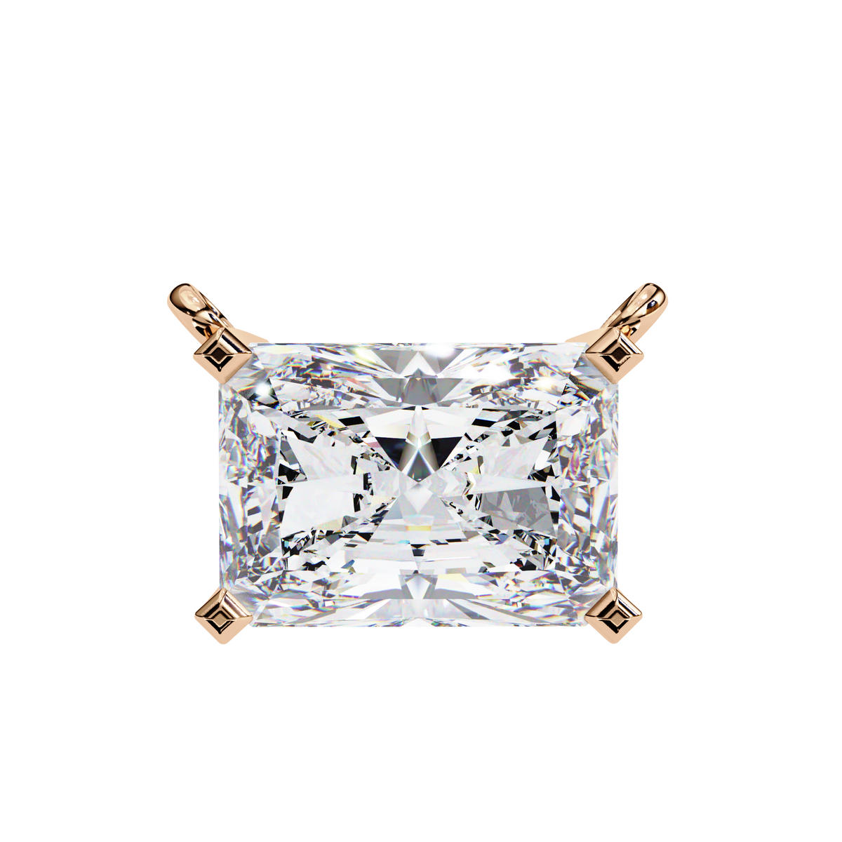 Rose Gold Radiant Cut Diamond East-West Solitaire Pendant