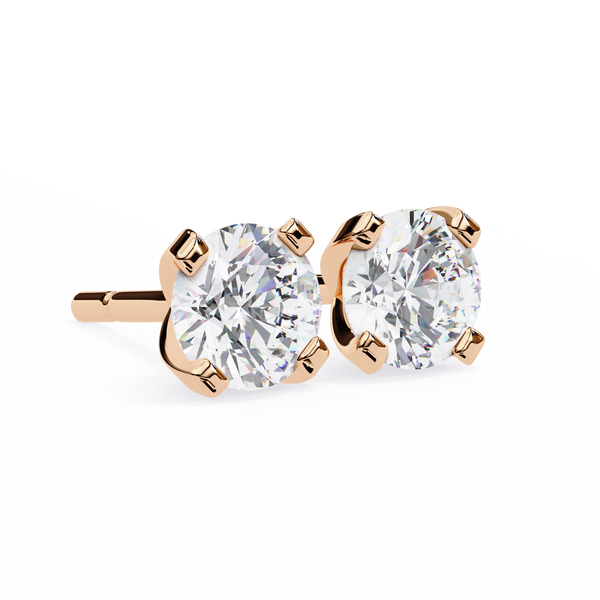 Round Brilliant-Cut Natural Diamond Stud Earrings