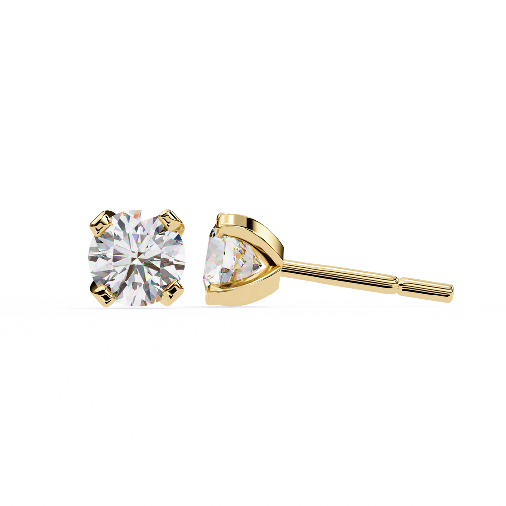 Round Brilliant-Cut Natural Diamond Stud Earrings
