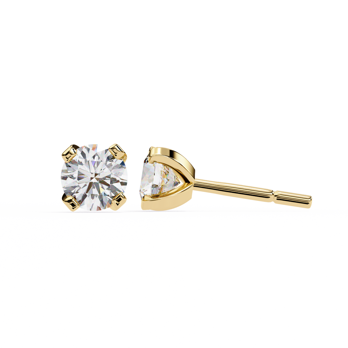 Round Brilliant-Cut Natural Diamond Stud Earrings