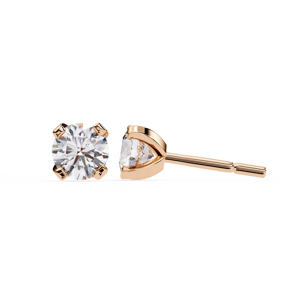 Round Brilliant-Cut Natural Diamond Stud Earrings