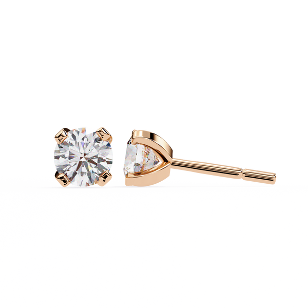 Round Brilliant-Cut Natural Diamond Stud Earrings