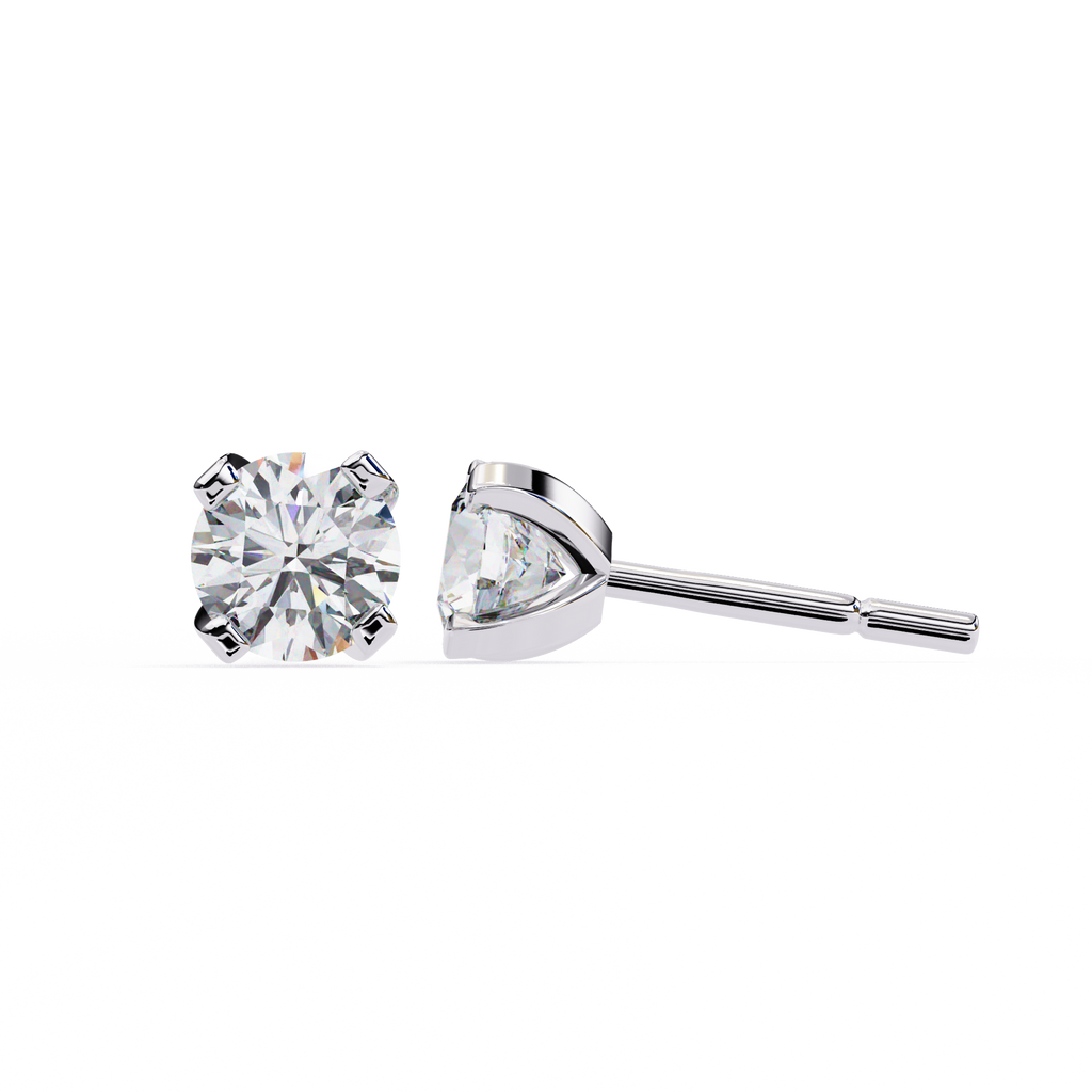 Round Brilliant-Cut Natural Diamond Stud Earrings