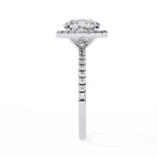 White Gold Cushion-Cut Diamond Halo Pavé Engagement Ring