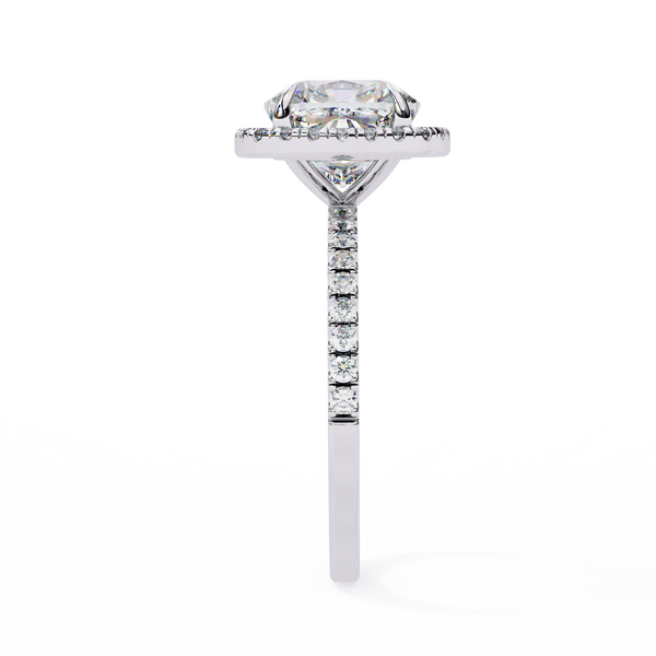 White Gold Cushion-Cut Diamond Halo Pavé Engagement Ring