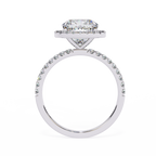 White Gold Cushion-Cut Diamond Halo Pavé Engagement Ring
