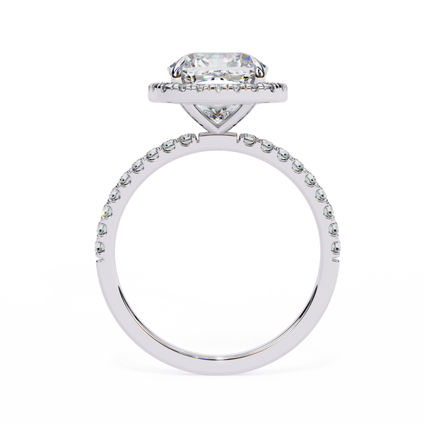 White Gold Cushion-Cut Diamond Halo Pavé Engagement Ring