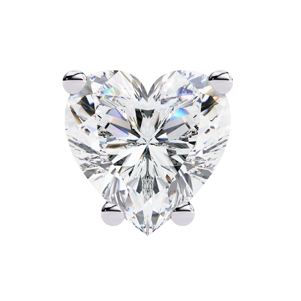 White Gold Heart-Cut Solitaire Diamond Stud Earrings