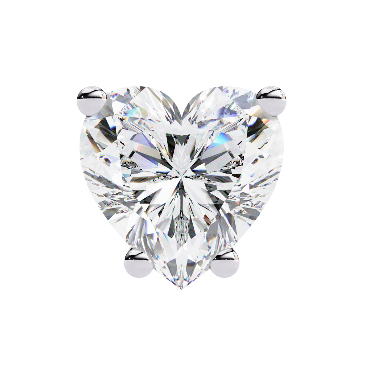 White Gold Heart-Cut Solitaire Diamond Stud Earrings