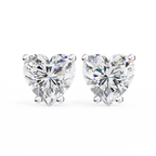 White Gold Heart-Cut Solitaire Diamond Stud Earrings
