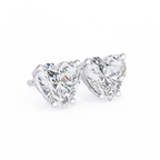 White Gold Heart-Cut Solitaire Diamond Stud Earrings