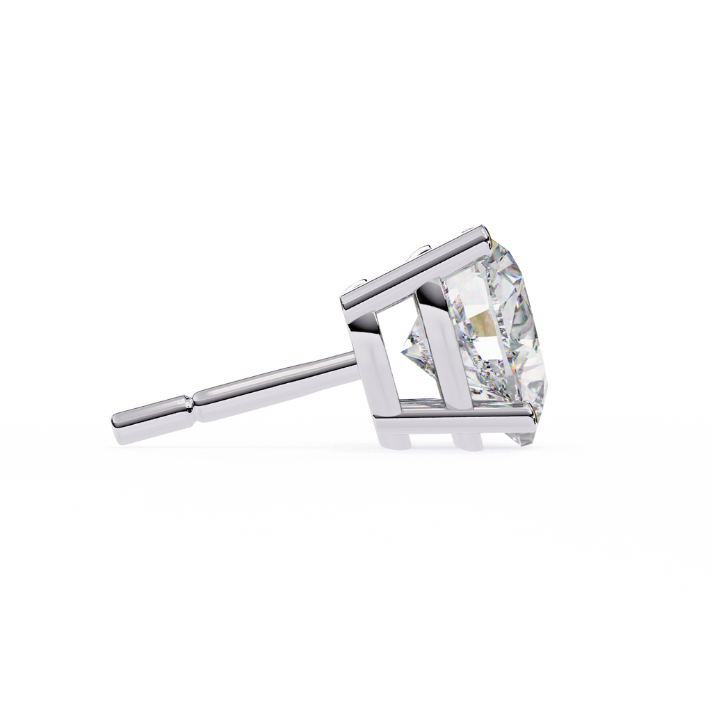 White Gold Heart-Cut Solitaire Diamond Stud Earrings