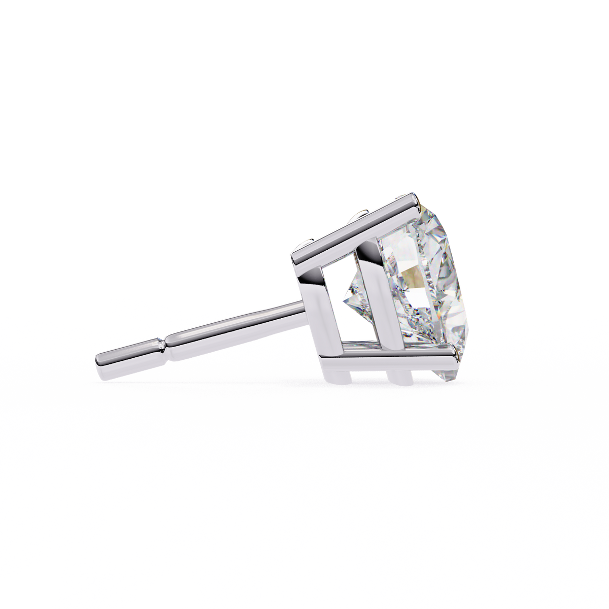 White Gold Heart-Cut Solitaire Diamond Stud Earrings