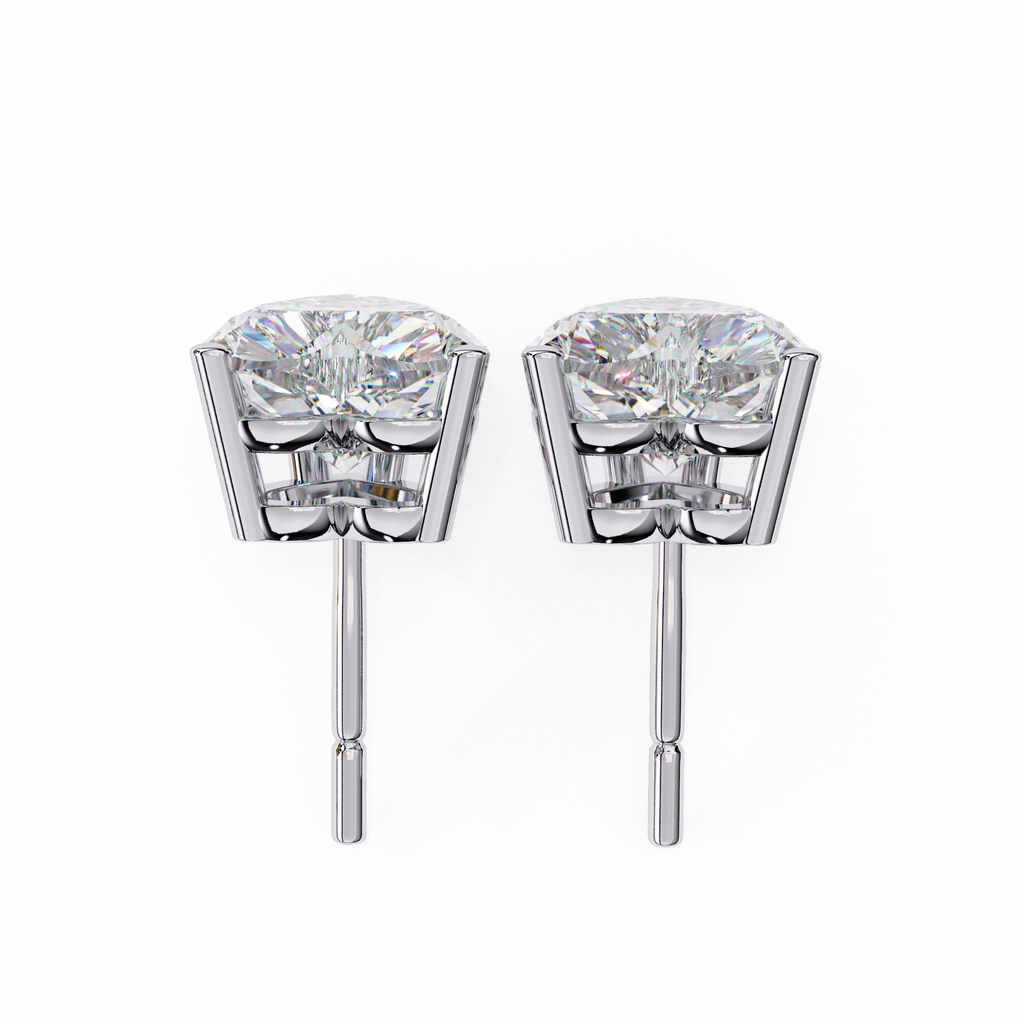 White Gold Heart-Cut Solitaire Diamond Stud Earrings