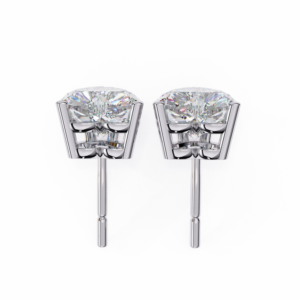 White Gold Heart-Cut Solitaire Diamond Stud Earrings