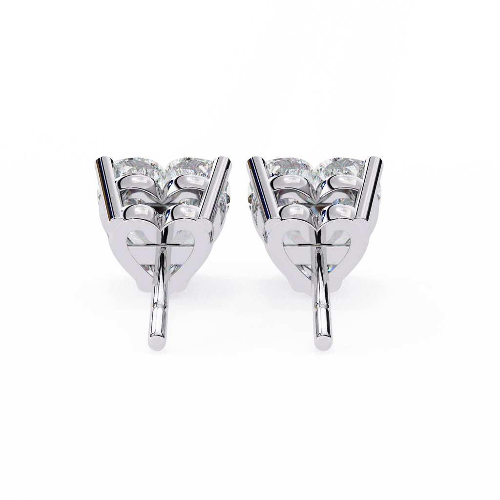 White Gold Heart-Cut Solitaire Diamond Stud Earrings