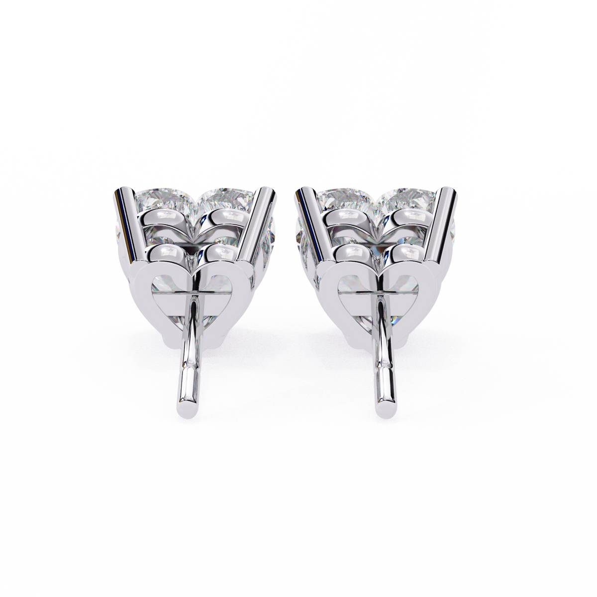 White Gold Heart-Cut Solitaire Diamond Stud Earrings