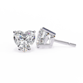 White Gold Heart-Cut Solitaire Diamond Stud Earrings