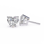 White Gold Heart-Cut Solitaire Diamond Stud Earrings