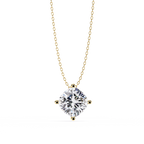 Yellow Gold Cushion Cut Diamond Floating Solitaire Pendant