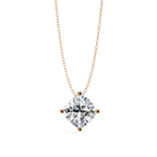 Rose Gold Cushion Cut Diamond Floating Solitaire Pendant