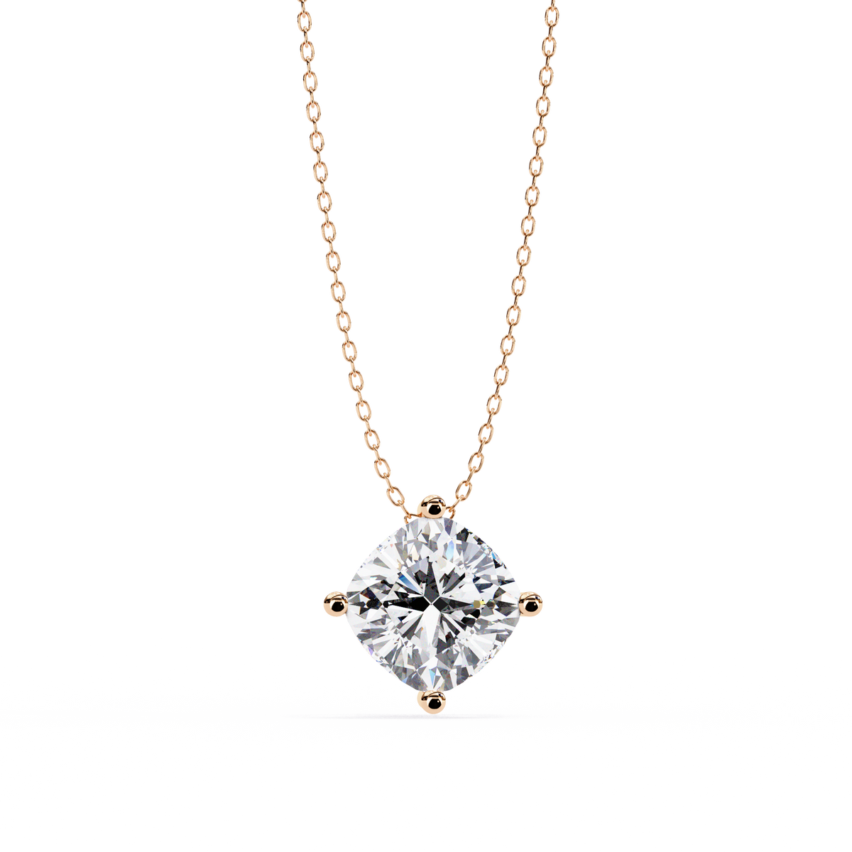 Rose Gold Cushion Cut Diamond Floating Solitaire Pendant