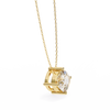 Gold Cushion Cut Diamond Floating Solitaire Pendant