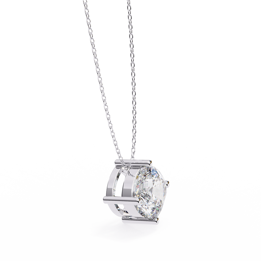 White Gold Kite-Set Cushion Cut Diamond Pendant